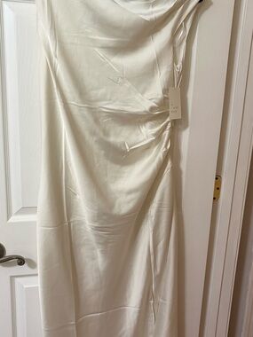 a new day Cream Satin Ruched Slip Dress
